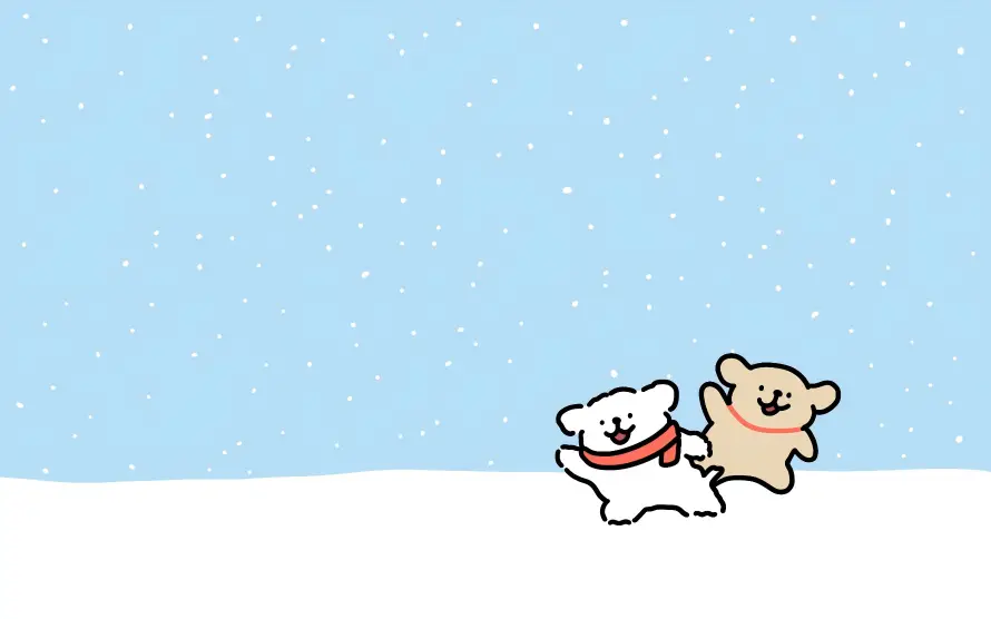 3k卡通壁纸-小熊 - 雪地-冬季场景「哲风壁纸」