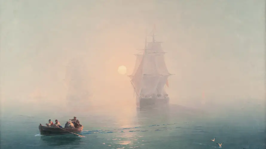 5k油画壁纸-船 - 梦幻场景-海上船只「哲风壁纸」