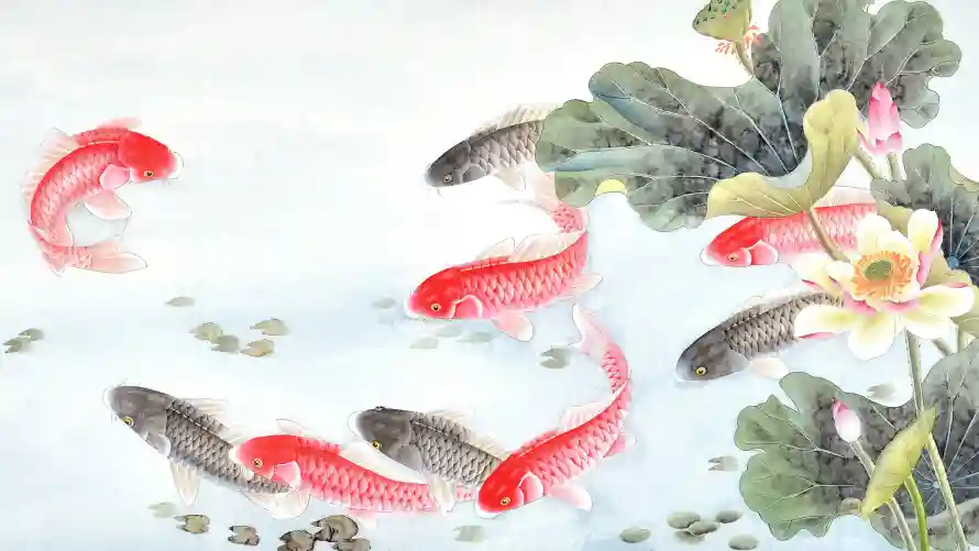 4k中式壁纸-国画 - 背景-莲花「哲风壁纸」