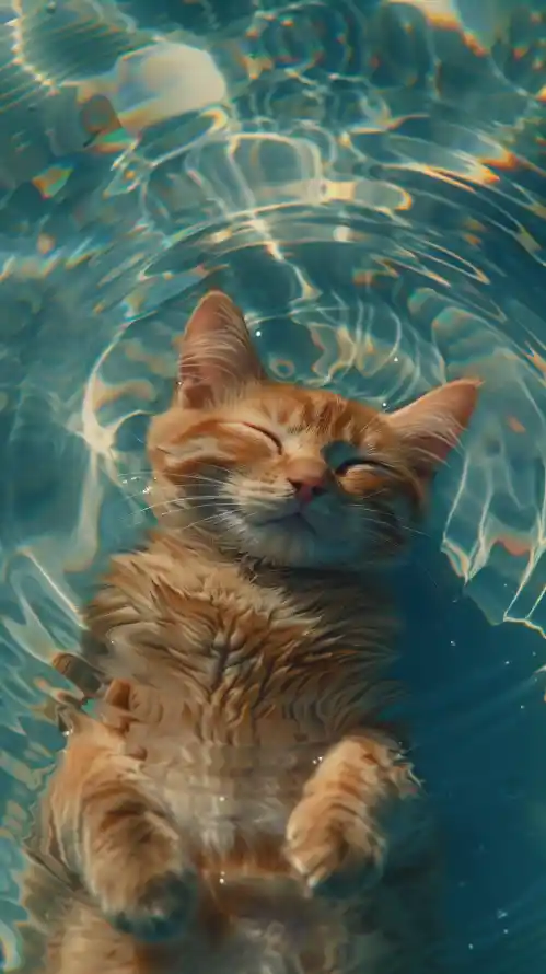 4k萌猫壁纸 - 喵星人 - 4k手机 - 水中猫咪「哲风壁纸」