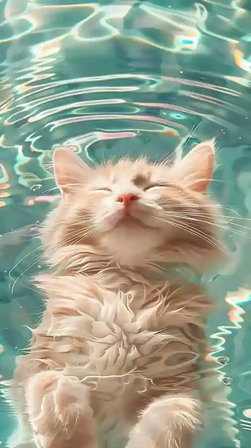 4k4K壁纸 - 萌猫 - 手机壁纸 - 水中猫咪「哲风壁纸」