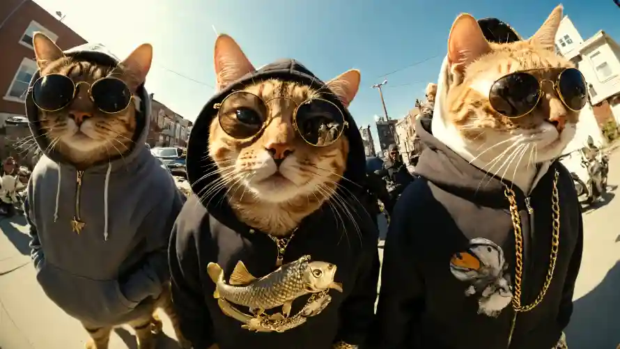 4k街头风壁纸-猫 - 潮流猫咪-猫咪穿搭「哲风壁纸」