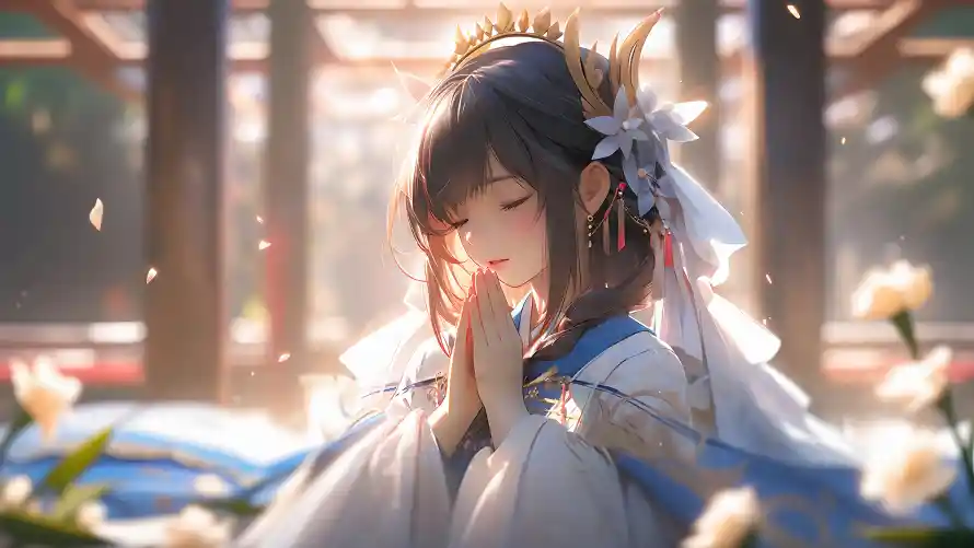 4k动漫壁纸-祈祷 - 祭拜-美女「哲风壁纸」