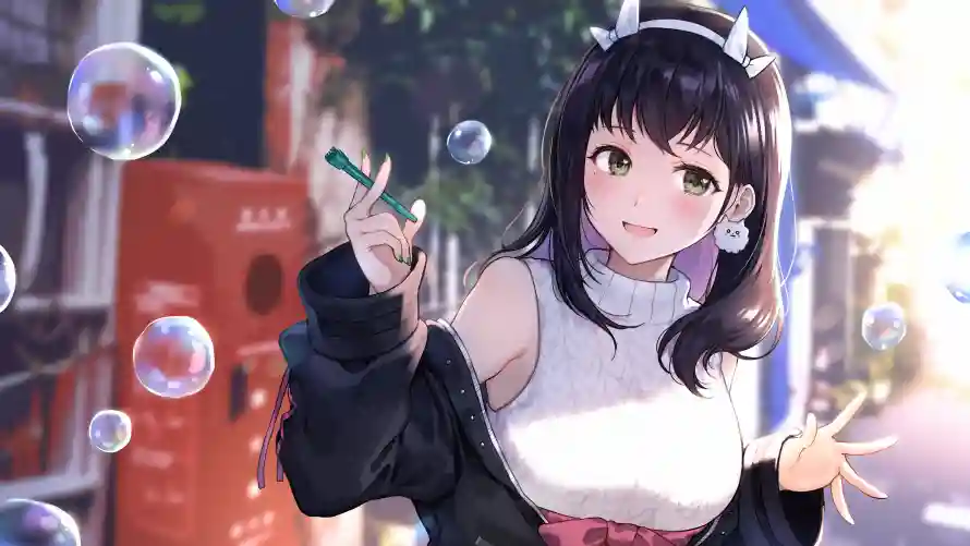 4k动漫壁纸-少女 - 泡泡-二次元「哲风壁纸」