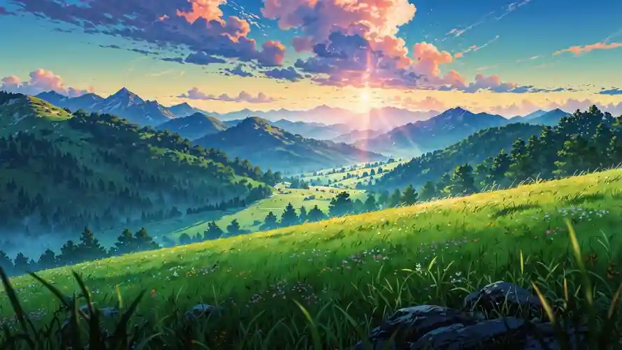 4k动漫壁纸-山峦 - 日出-美景「哲风壁纸」