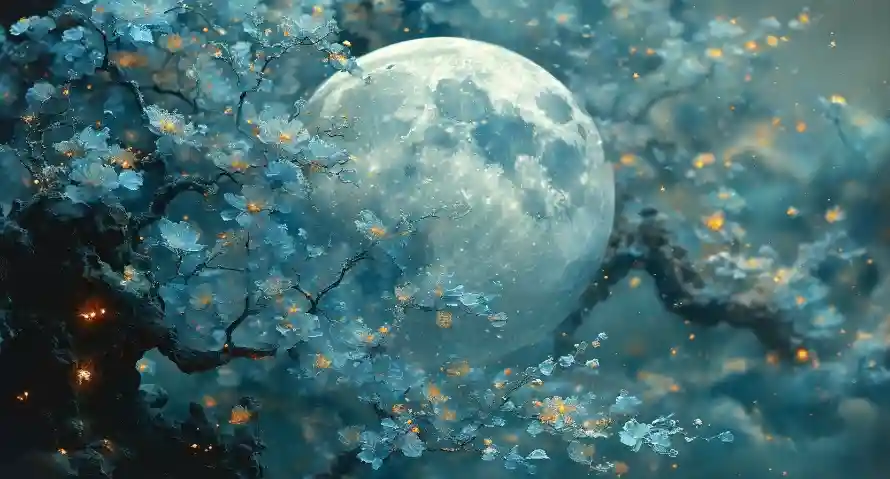 2k动人壁纸-唯美 - 月亮-树影「哲风壁纸」