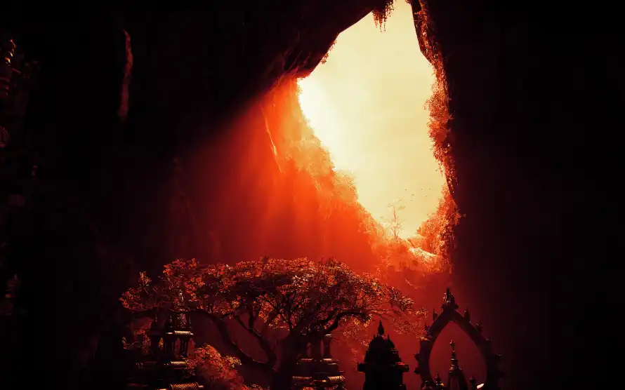 3k神秘壁纸-光影效果 - 探险场景-洞穴景观「哲风壁纸」