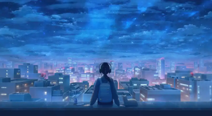 4k动漫壁纸 - 夜景 - 意境 - 人物背影「哲风壁纸」 4k动漫壁纸 - 夜景 - 意境 - 人物背影「哲风壁纸」