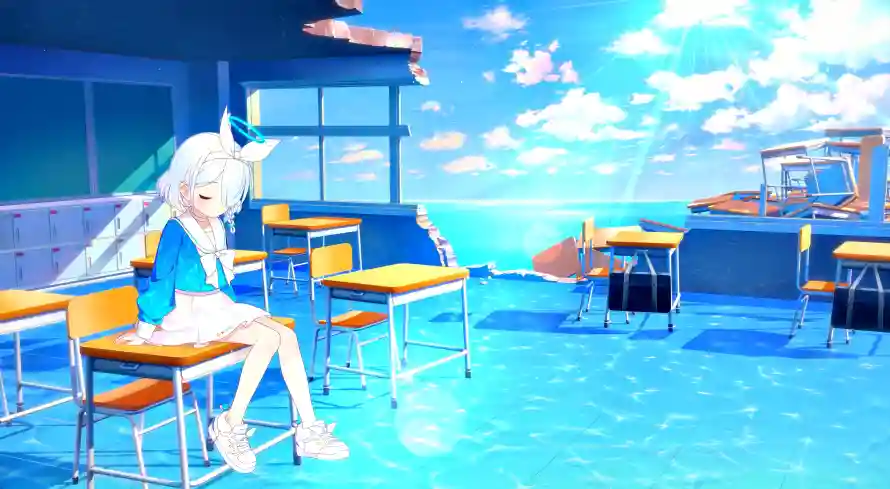 4k动漫壁纸-少女 - 动漫少女-教室场景「哲风壁纸」