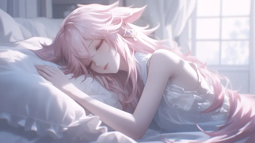2k少女壁纸-睡眠 - 美少女-动漫角色「哲风壁纸」