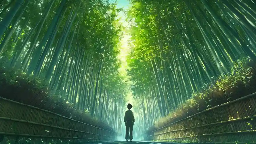 4k动漫壁纸-竹林 - 背影-人物背影「哲风壁纸」