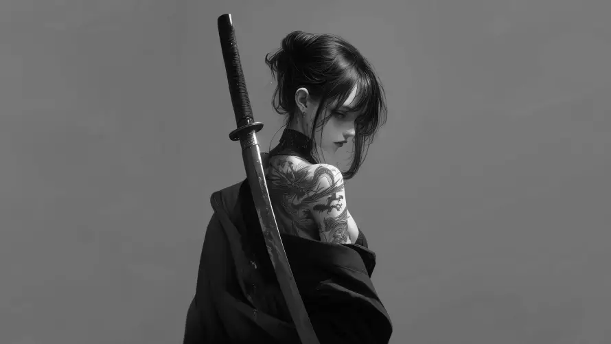 8kAI壁纸-动漫 - 纹身-美女「哲风壁纸」
