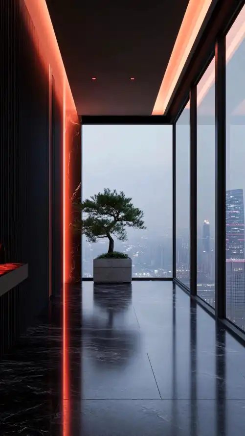 4k绿植壁纸 - 落地窗 - 室内景观 - 魔都上海「哲风壁纸」