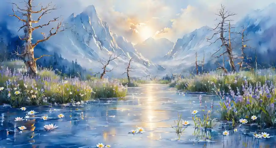 2k山水壁纸-梦幻 - 溪流-美景「哲风壁纸」