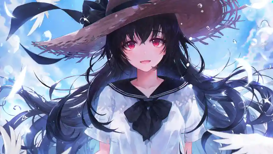 4k动漫壁纸-jk - 少女-草帽「哲风壁纸」