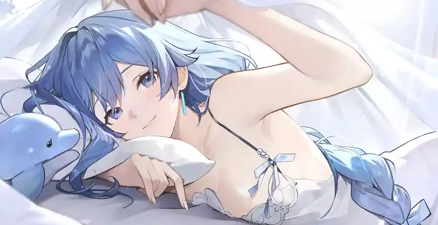 4k动漫壁纸-萌妹 - 二次元-蓝发少女「哲风壁纸」