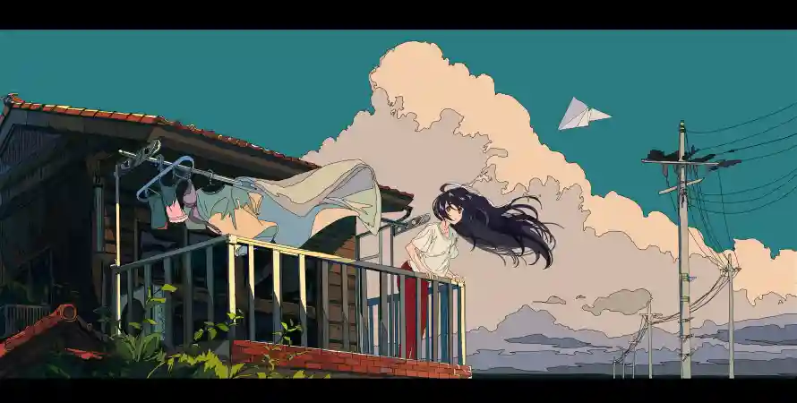 5kwu壁纸-无 - 纸飞机-动漫少女「哲风壁纸」