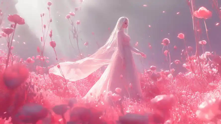 4k动漫壁纸-少女 - 花海-二次元「哲风壁纸」