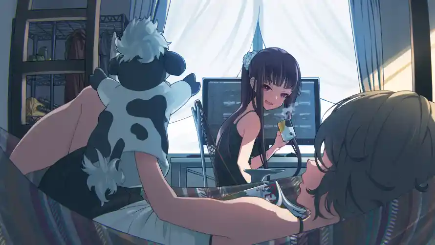 5k动漫壁纸-少女 - 二次元-人物互动「哲风壁纸」