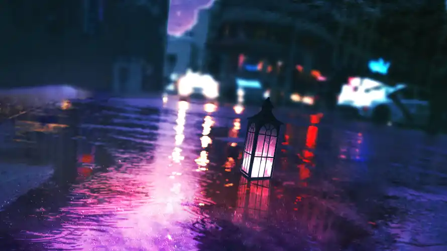 4k倒影壁纸-光影 - 动漫-夜景「哲风壁纸」