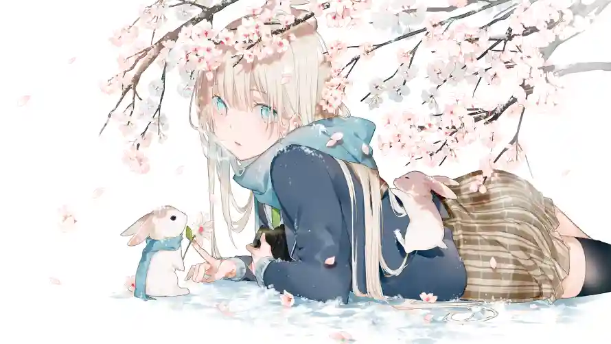 5k兔子壁纸-花 - jk-动漫「哲风壁纸」