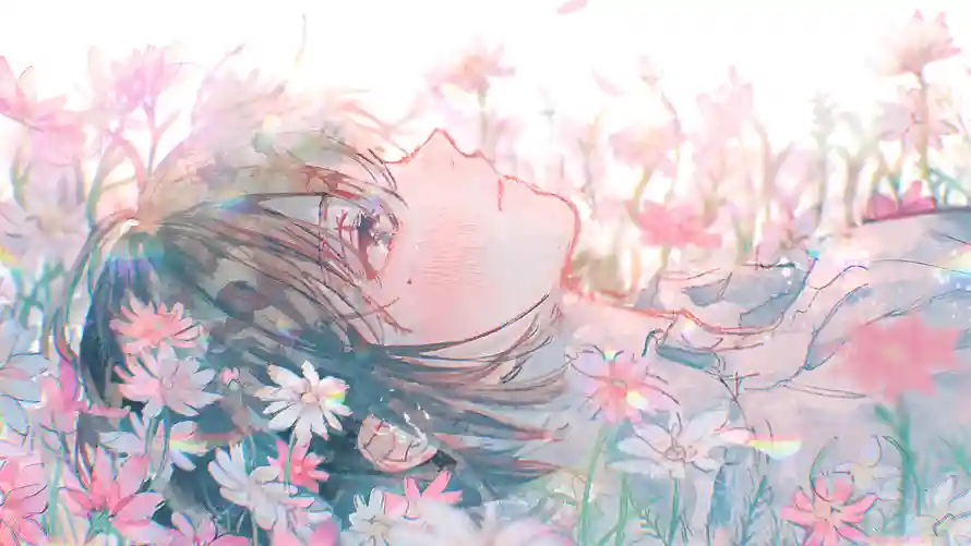 5k少女壁纸-花 - 插画-美女「哲风壁纸」