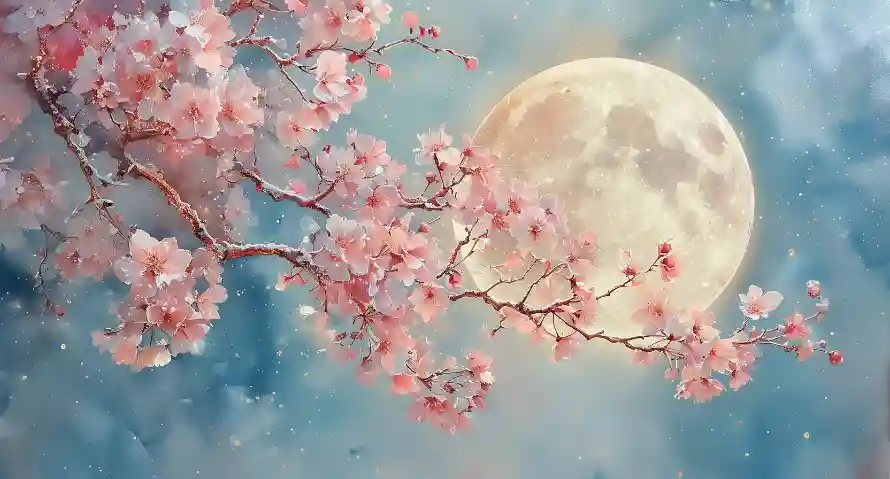 2k唯美壁纸-意境 - 月亮-梅花「哲风壁纸」