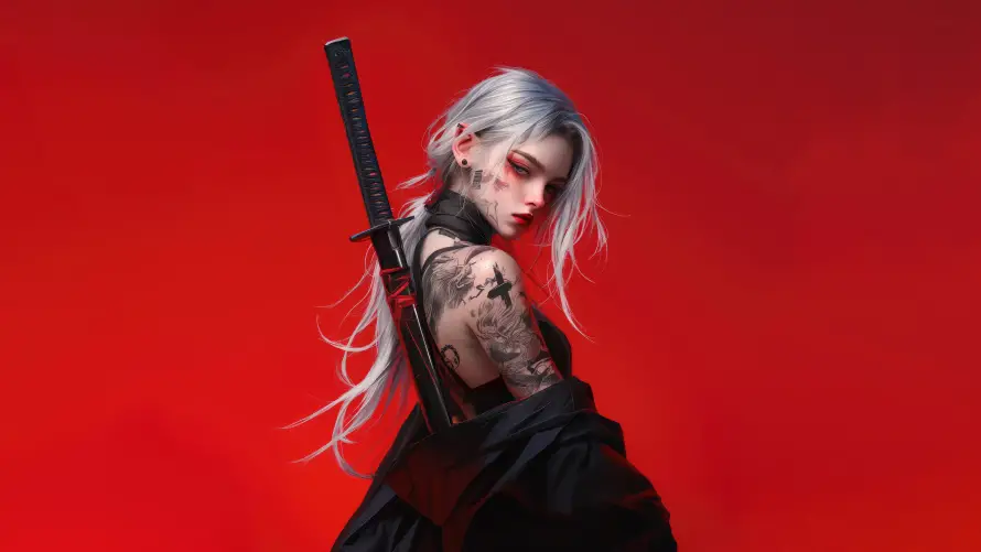 8kAI壁纸-动漫 - 少女-纹身「哲风壁纸」