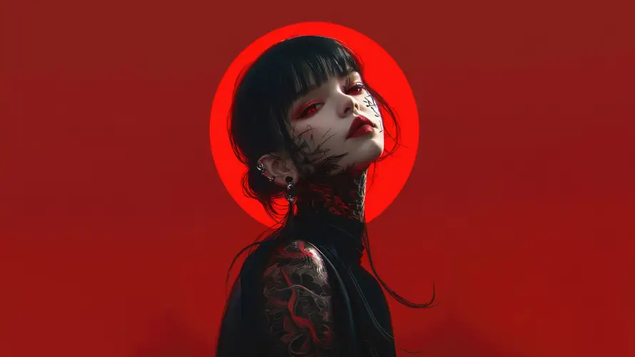 8kAI壁纸-动漫 - 少女-纹身「哲风壁纸」
