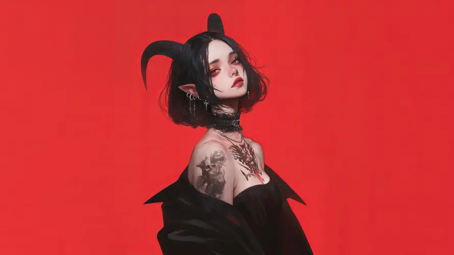 8kAI壁纸-动漫 - 少女-纹身「哲风壁纸」