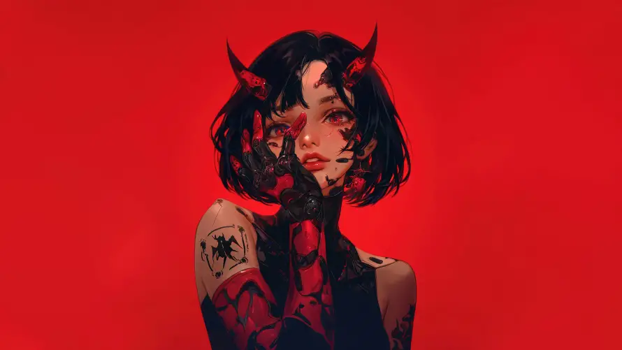 8kAI壁纸-动漫 - 少女-纹身「哲风壁纸」