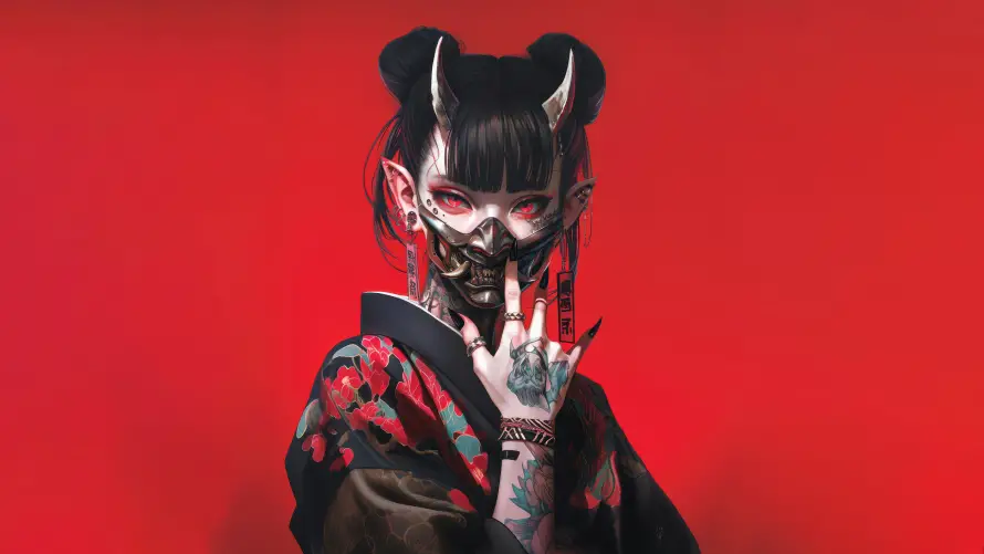 8kAI壁纸-动漫 - 少女-纹身「哲风壁纸」