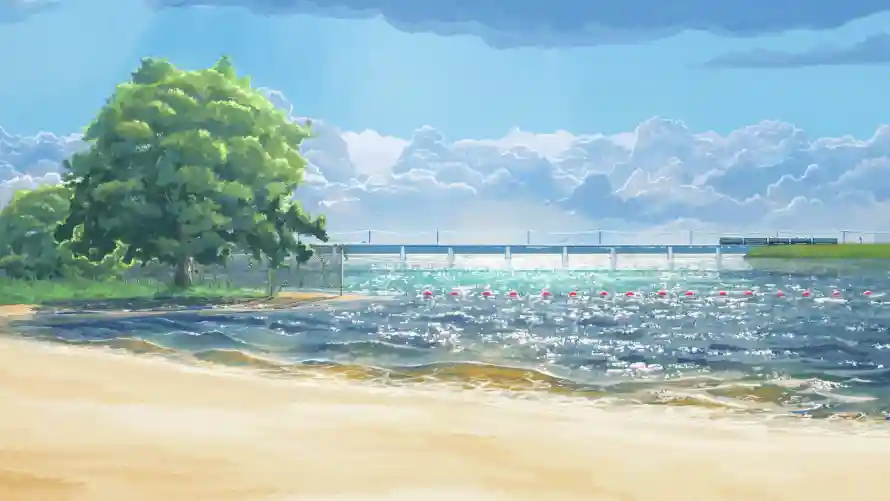 2k夏天壁纸-沙滩 - 湖景-绿树「哲风壁纸」