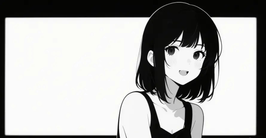 2k动漫壁纸-女孩 - 背景-黑白风「哲风壁纸」