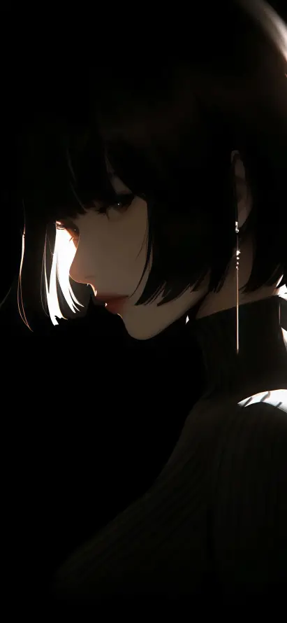 4k御姐风壁纸 - 动漫侧脸 - 动漫美女 - 暗黑背景「哲风壁纸」