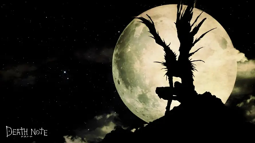 5k夜神月壁纸-动漫角色 - 月夜场景-死亡笔记「哲风壁纸」