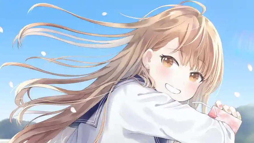 4k动漫壁纸-二次元 - 蓝天背景-金发少女「哲风壁纸」