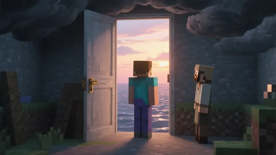 2k冒险壁纸-村民 - 史蒂夫-像素风格「哲风壁纸」