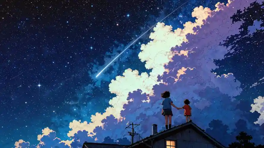 4k动漫壁纸-星空 - 二次元-云朵背景「哲风壁纸」