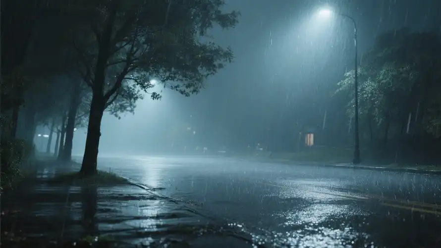 2k雨夜壁纸-孤独氛围 - 孤独街道-街道夜景「哲风壁纸」