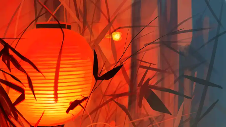 4k中国风壁纸-二次元 - 国风元素-夜晚竹林「哲风壁纸」