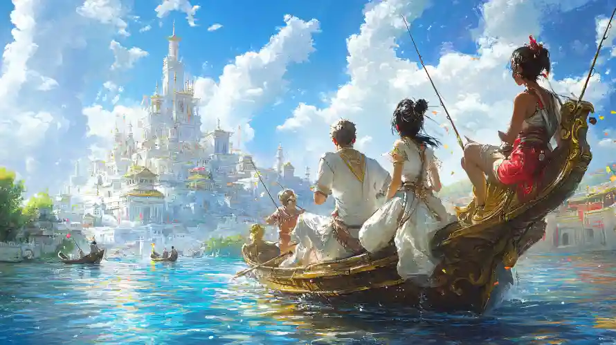 6k河流壁纸-游戏 - 卡通插画-天空之城「哲风壁纸」