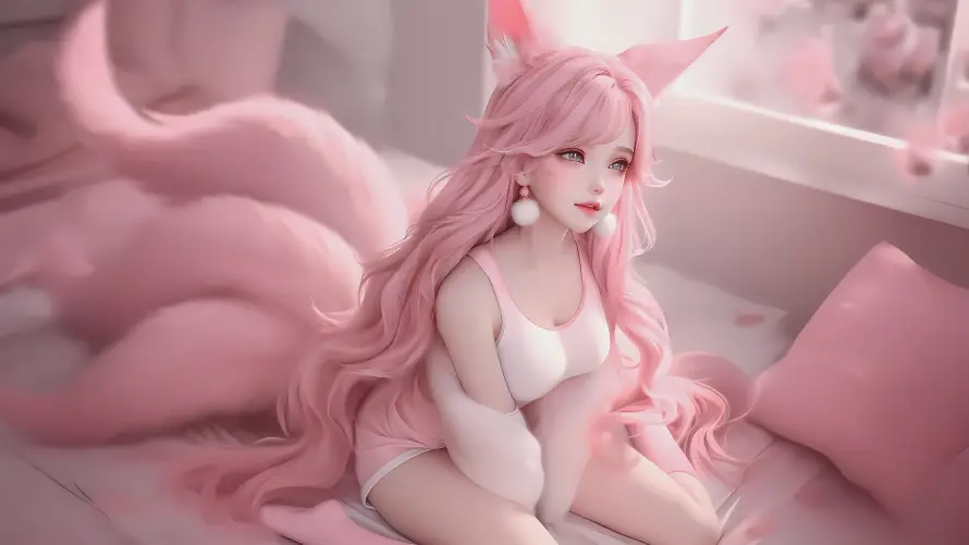 4k阿狸壁纸-兔耳娘 - 猛男粉-卧室场景「哲风壁纸」