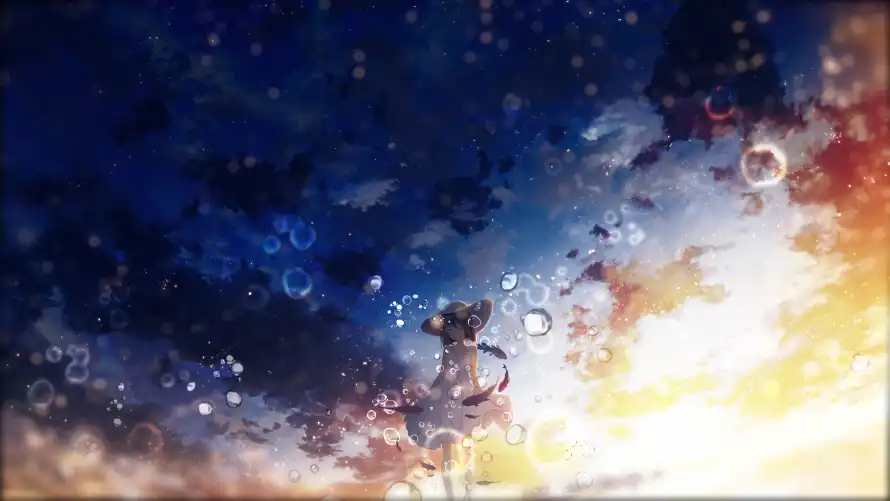 3k光斑壁纸-少女 - 希望-星空「哲风壁纸」