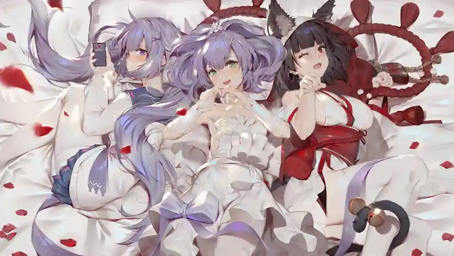 3k偶像壁纸-猫耳 - 红裙-美女「哲风壁纸」