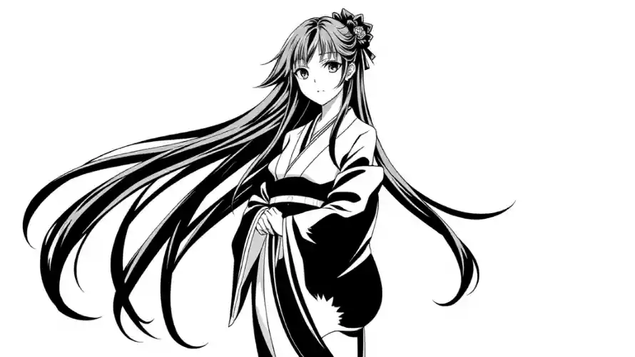 2kAI壁纸-黑白风 - Ai绘画-和服少女「哲风壁纸」