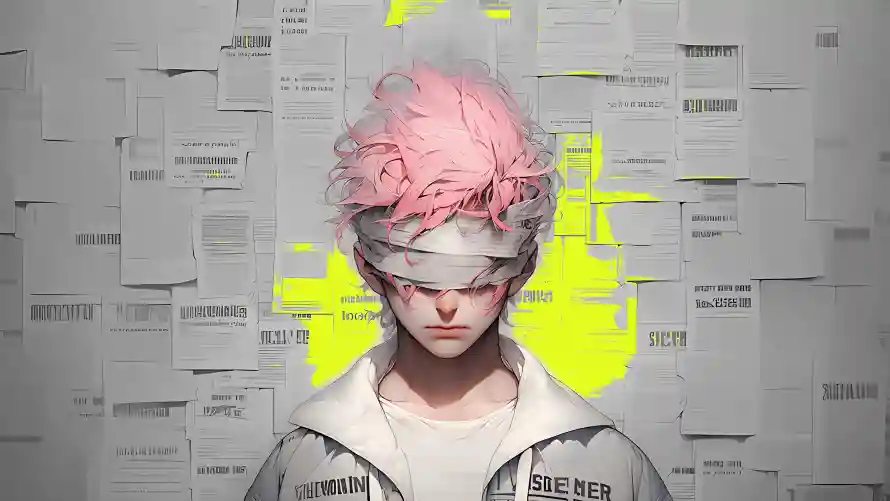 4k报纸墙壁纸-创意艺术 - 粉色头发-黄色光斑「哲风壁纸」