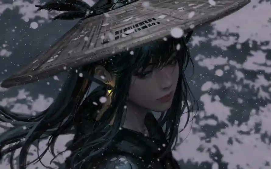 4k侠女壁纸-古风 - 斗笠-武侠「哲风壁纸」