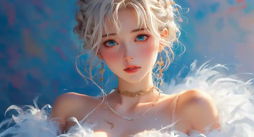 2k清纯壁纸-白发 - 美女-雪白「哲风壁纸」