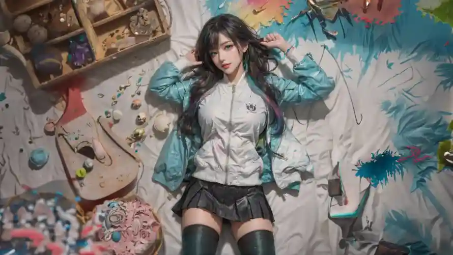 4k动漫壁纸-美女 - 凌乱卧室-动漫风格「哲风壁纸」